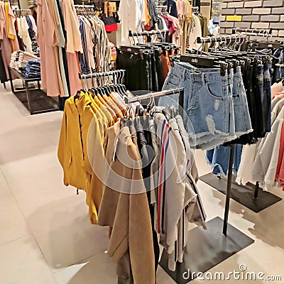 Fashion arrangement in the store Editorial Stock Photo