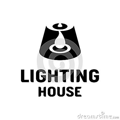 Lighting house negative space logo Vector Illustration