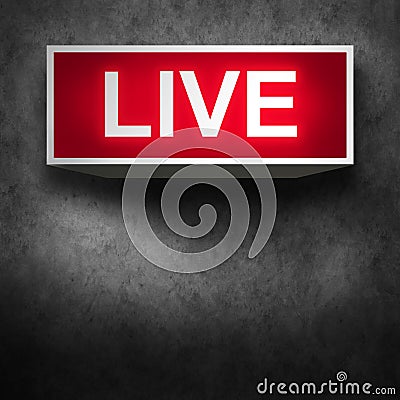 lighting of LIVE signboard in sound studio Stock Photo