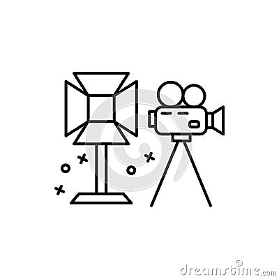 Lighting set, camera, cinema icon. Element of film Industry icon Stock Photo