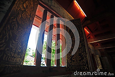 Lighting and shadow at ubosot of Wat Phra Singh Stock Photo