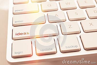 Lighting spark under IDEAS key of computer keyboard Stock Photo