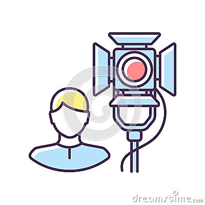 Lighting technician RGB color icon Vector Illustration