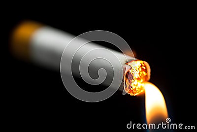 Lighting up a cigarette Stock Photo