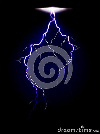 Realistic lightning effect for design. Energy electroshock effect or isolated vector electric effects. Vector Illustration