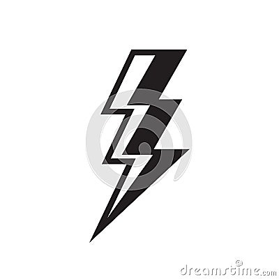 Lightning black icon design. Thunderbolt sign. Electric energy power flat icon. Flash sign. Electrical industry. Battery voltage Vector Illustration