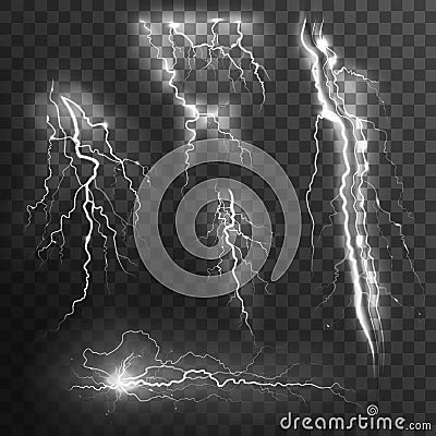 Lightning Black White Set Vector Illustration