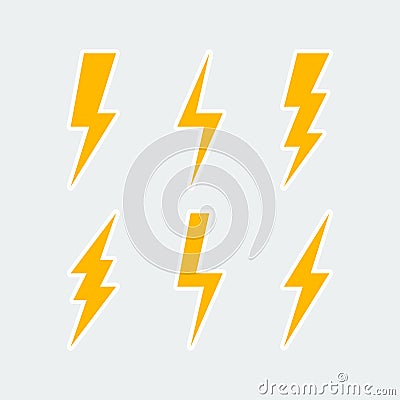 Lightning bolt icons set Vector Illustration