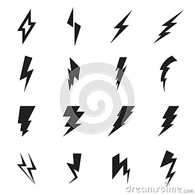 Lightning bolt icons on a white background Vector Illustration