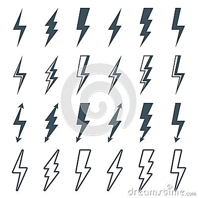 Lightning bolt set Vector Illustration