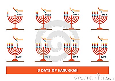 Lightning candles for jewish holiday , hanukkah. illustration. Vector Illustration