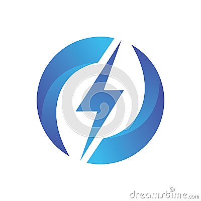 Lightning Circle Recycle Logo Vector Vector Illustration