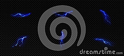 Lightning effect blue small thunderstorm strikes Stock Photo