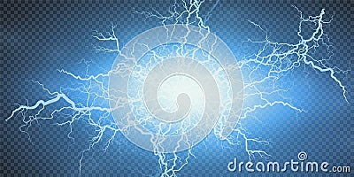 Lightning flash light thunder sparks on a transparent background Cartoon Illustration