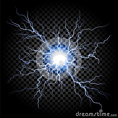 Lightning flash light thunder on transparent background Vector Illustration