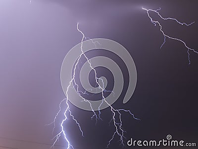Thunderstorm Lightning flash electricity blast storm thunder Stock Photo