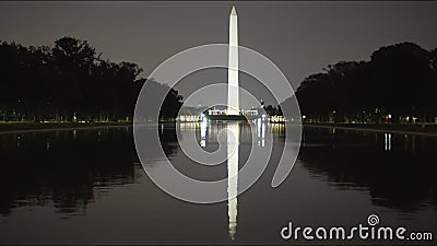 Lightning Flashes Behind the Washington Monument in Washington Stock