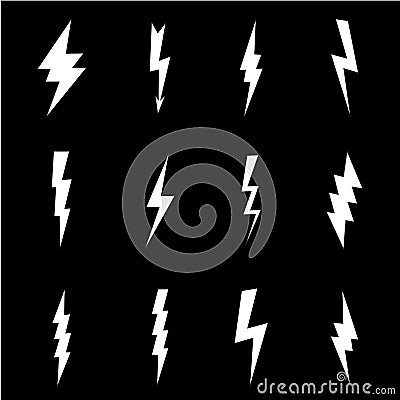 Lightning flat icons set Vector Illustration