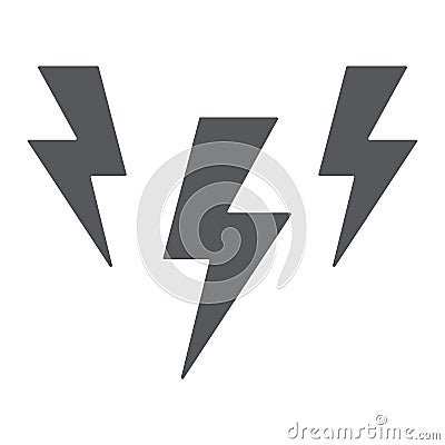 Lightning glyph icon, storm and forecast, thunder sign, vector graphics, a solid pattern on a white background. Vector Illustration