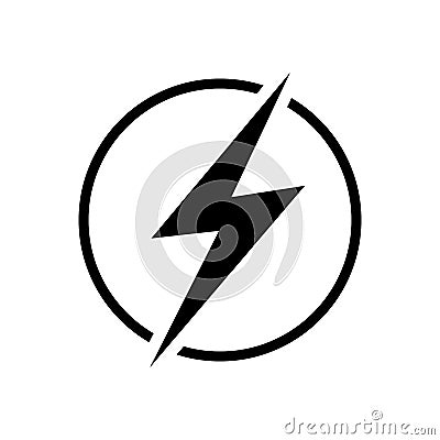 Lightning icon illustration, electric power vector logo design element. Energy and thunder electricity symbol concept. Lightning b Vector Illustration