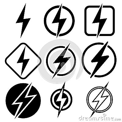 Lightning Icons Vector set. Lightning Icon. Electric Illustration symbol collection. Vector Illustration