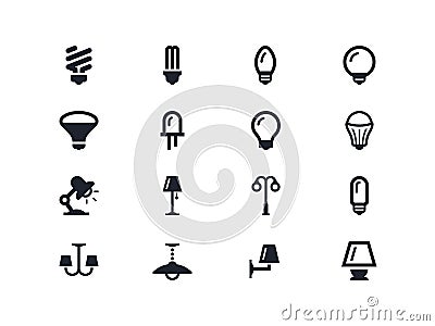 Lightning and light bulbs icons. Lyra series Vector Illustration