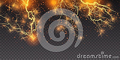 Lightning lightning. Lightning collision, powerful electrical explosion Vector Illustration