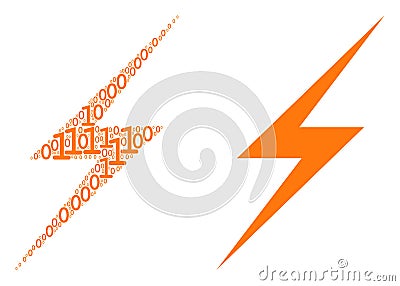 Lightning Collage of Binary Digits Vector Illustration