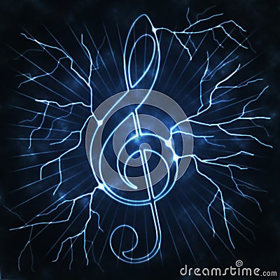 Lightning and musical sign Cartoon Illustration