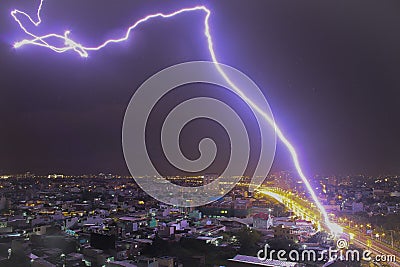 A bolt of lightning across the sky Stock Photo