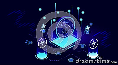 Lightning Network Bitcoin transfer digital asset Vector Illustration