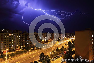 Lightning, night storm Stock Photo