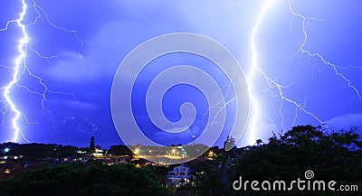 Lightning over Ballito, South Africa. Stock Photo