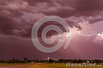Lightning over Plains Stock Photo