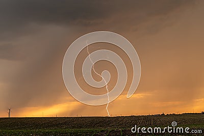 Lightning over Plains Stock Photo