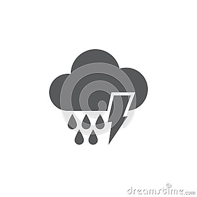 Lightning and rain icon isolated on white background. Vector illustration. Vector Illustration