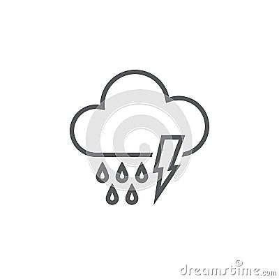 Lightning and rain icon isolated on white background. Vector illustration. Vector Illustration