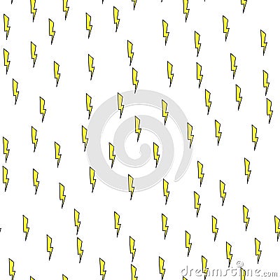 Lightning seamless pattern on white background. Paper print design. Abstract retro vector illustration. Trendy textile, fabric, Vector Illustration