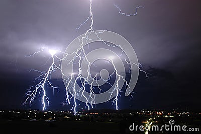 Lightning sky Stock Photo