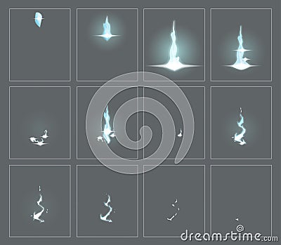 Lightning special effect animation frames Vector Illustration