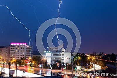 Lightning during storm Stock Photo