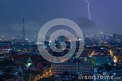 Lightning stormy night Stock Photo