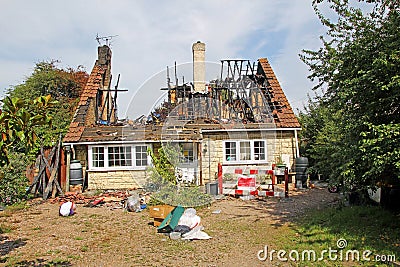 Lightning strike home Stock Photo