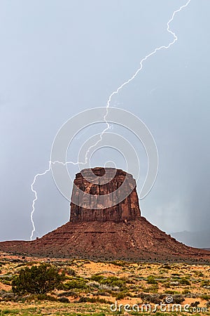 Lightning strike in Monument Valley Stock Photo