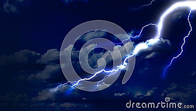 Lightning strike in the sky Stock Photo