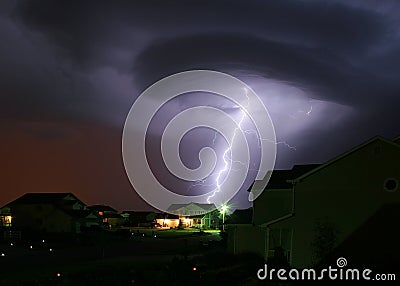 Lightning Strikes House Stock Photo