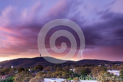 Lightning Strikes near Telstra Tower Stock Photo