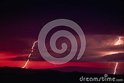 Lightning sunset Stock Photo