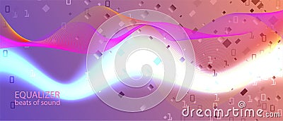 Lightning Tech Vector Equalizer. Matrix Flying Binary Code. Punk Futuristic Slide. Fractal Fluid Data Computing Grunge Trendy Vector Illustration