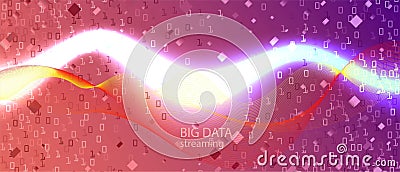 Lightning Tech Vector Presentation. Pink Blue Purple Background. Fractal Flow Code Neon Tech Abstract Modern Layout. Cyber Stock Photo